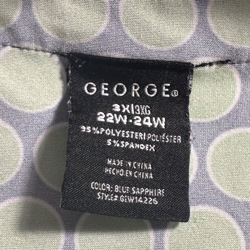 George Green & Blue Polka Dot Womens 3/4 Sleeve Button Up Blouse SZ 22W-24W - Picture 3 of 8